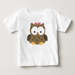 Cute Flicka Uggla med Rosa Bow T-shirt