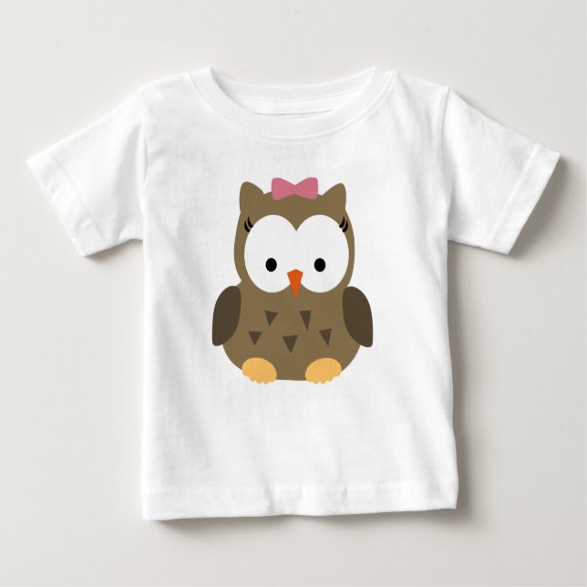 Cute Flicka Uggla med Rosa Bow T-shirt (Framsida)