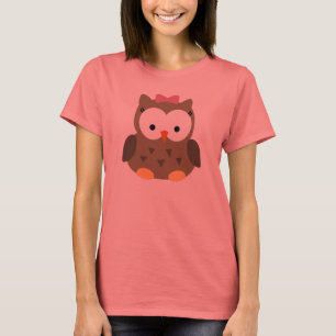 Cute Flicka Uggla med Rosa Bow T-shirt