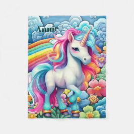 Cute flicka unicorn add namn fleecefilt