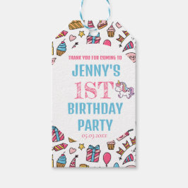 Cute Flicka Unicorn, oavsett ålder, Födelsedagsfes Presentetikett