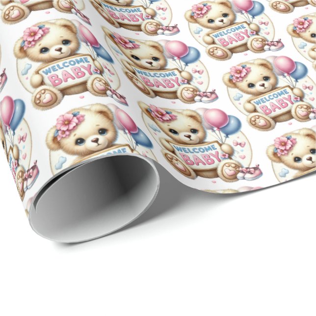 Cute flicka Välkommen baby Presentpapper (Rullad Hörn)