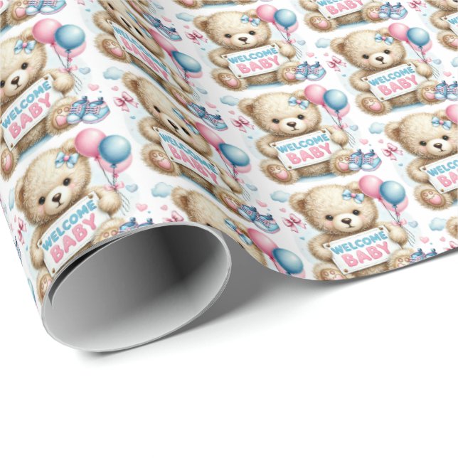 Cute flicka Välkommen baby Presentpapper (Rullad Hörn)