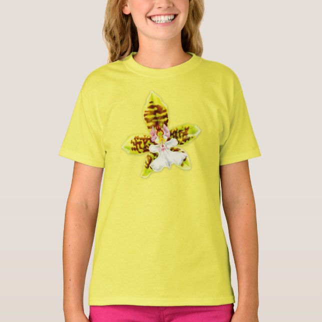 Cute flickaktigt-blommor, orchid-barn t-shirt (Framsida)