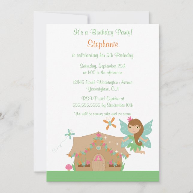 Cute Flickans flygande saga födelsedagsfest inbjud Inbjudningar (Framsida)