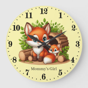 Cute Flickor baby fox lägg till namn Stor Klocka