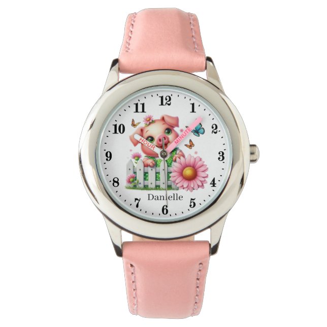 Cute Flickor gris add namn Armbandsur (Framsida)