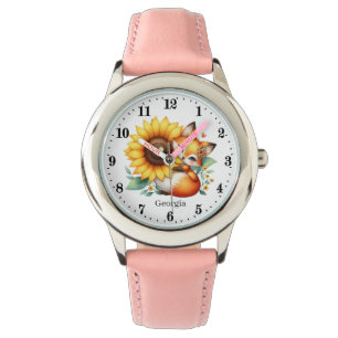 Cute-flickor räv älskare lägg till namn armbandsur