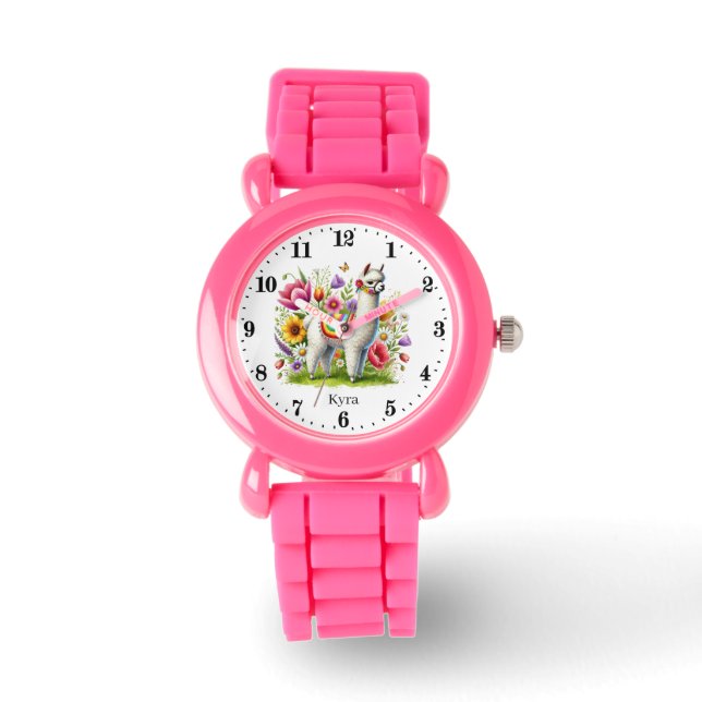 Cute-flickorna Lama älskare anpassade Armbandsur (Framsida)