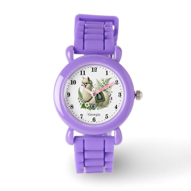 Cute-flickorna Lama älskare anpassade Armbandsur (Framsida)