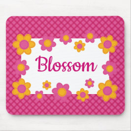 Cute-flickorna namn rosa, gula blommor plaid mönst musmatta