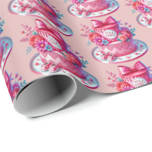 Cute-flickornas babyduschkaka, tippad party presentpapper