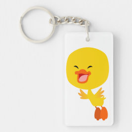 Cute Flied Tecknad Duckling Acrylic Keychain