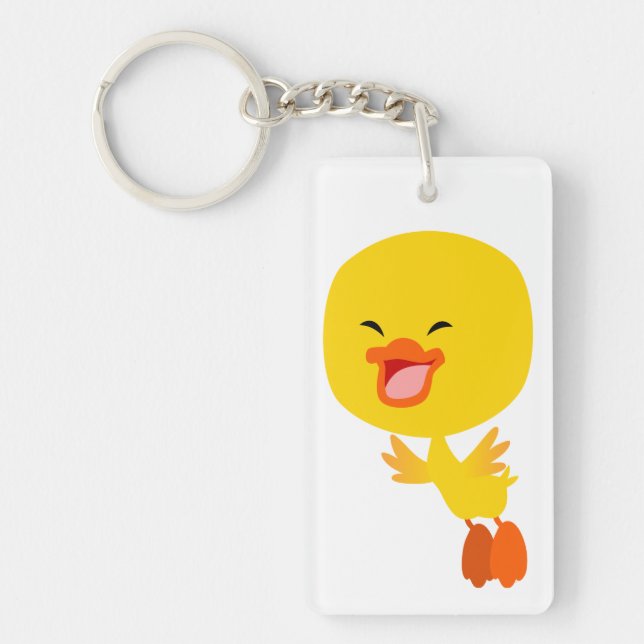 Cute Flied Tecknad Duckling Acrylic Keychain (Framsidan)