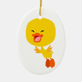 Cute Flied Tecknad Duckling Ornament