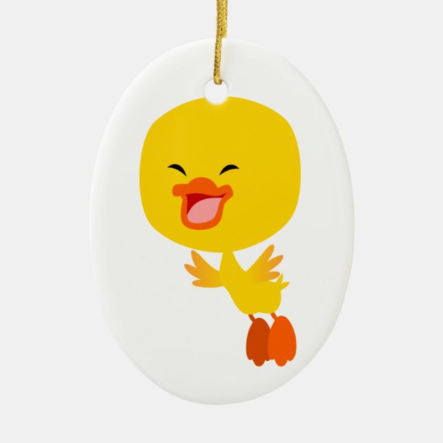 Cute Flied Tecknad Duckling Ornament (Framsidan)