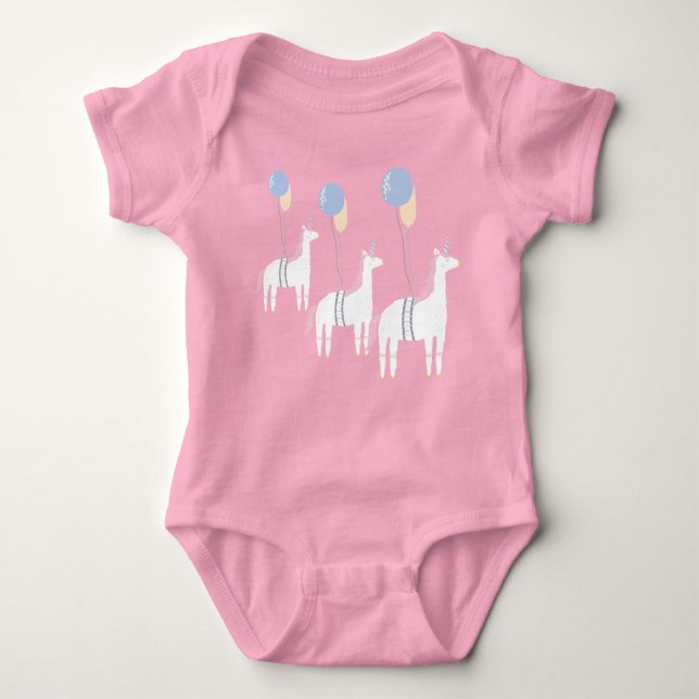 Cute Flied Unicorn med ballonger Flicka T Shirt (Framsida)