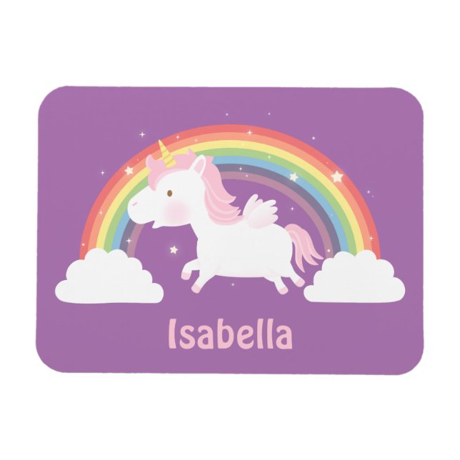 Cute Flied Unicorn och Rainbow Magnet for Girls (Horisontell)