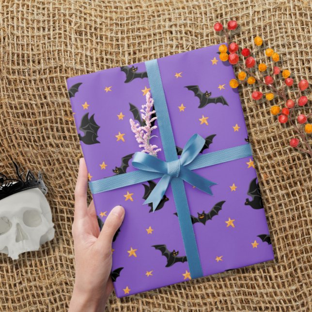 Cute Flies Fladdermus och Stars Mönster Halloween Presentpapper (Skapare uppladdad)
