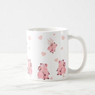 Cute Flies Kissing Winged Rosa Grisar Kaffemugg