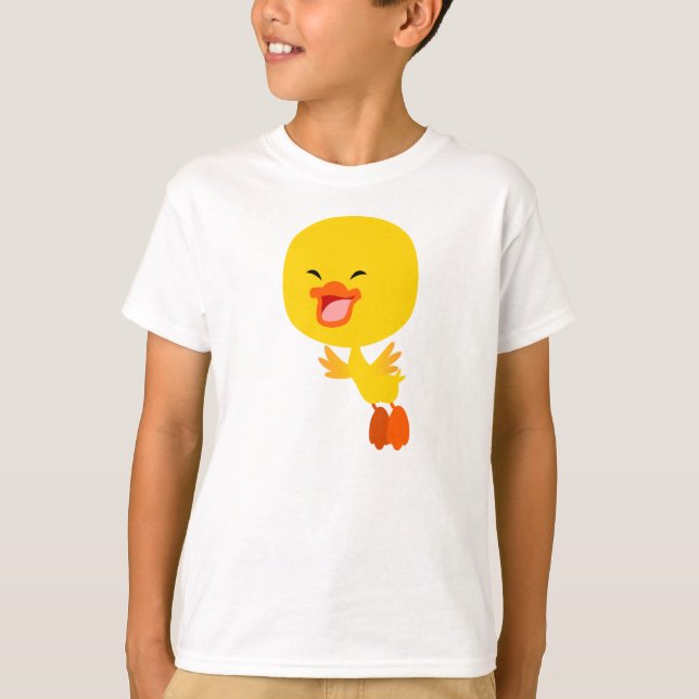 Cute Flies Tecknad Duckling Children T-Shirt (Framsida)
