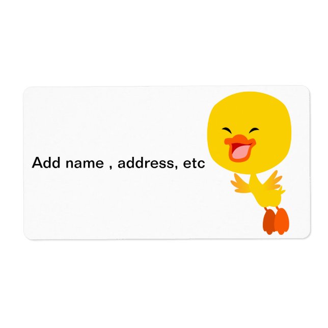 Cute Flies Tecknad Duckling Shipping Label Fraktsedel (Framsidan)