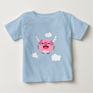 Cute Flies Tecknad Gris Baby T-Shirt