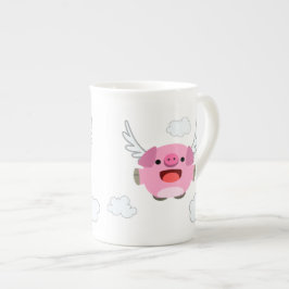 Cute Flies Tecknad Gris Benporslin Mugg
