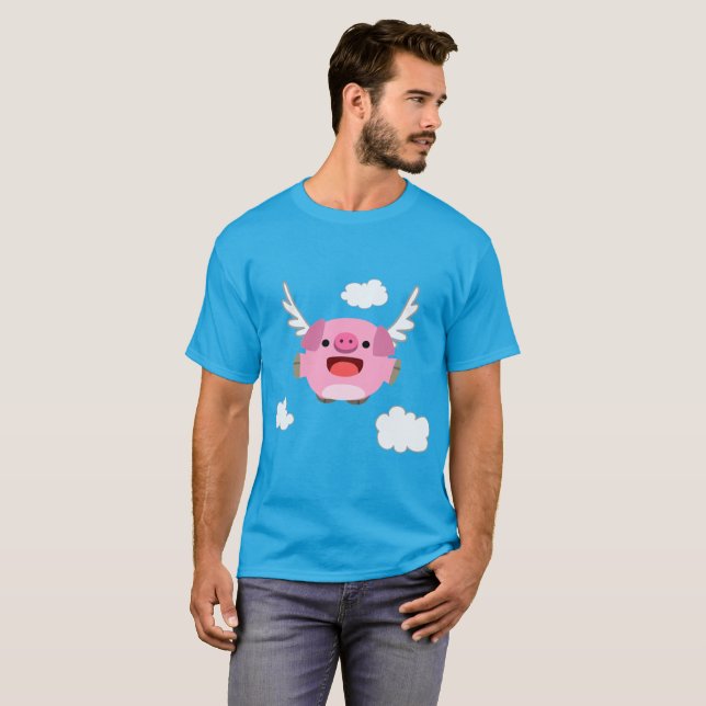 Cute Flies Tecknad Gris T-Shirt (Hel framsida)