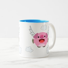 Cute Flies Tecknad Gris Två-Tonad Mugg