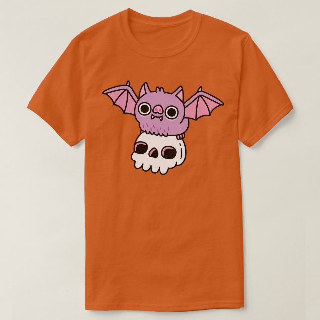 Cute Flies Vampire Fladdermus med Skull T Shirt (Design framsida)