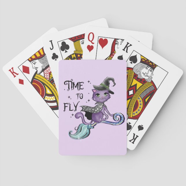 Cute Flies Witch Cat | Flygtid Casinokort (Baksidan)
