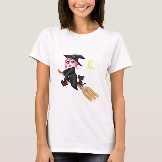 Cute Flies Witch Tee Shirt (Framsida)
