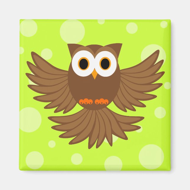 Cute Flight Night Uggla Tecknad Magnet (Framsidan)