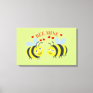 Cute Flirt Bee Mine kärlek Alla hjärtans dag Gif Canvastryck