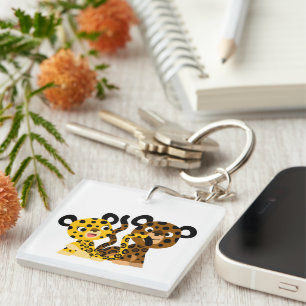 Cute Flirtatik Tecknad Jaguars Acrylic Keychain