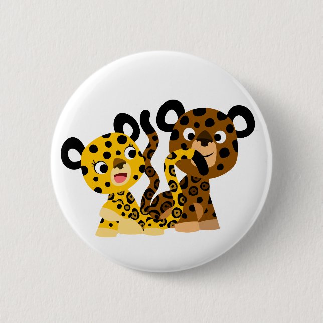 Cute Flirtatit Tecknad Jaguars Button Badge Knapp (Framsida)