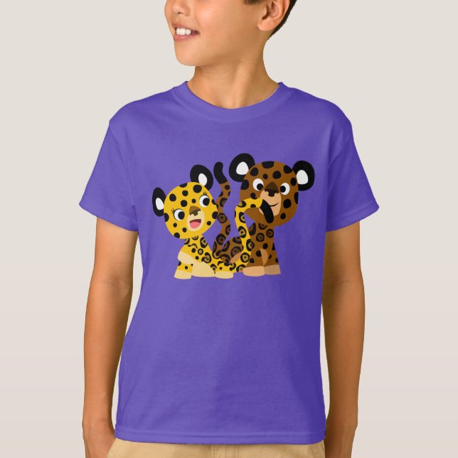 Cute Flirtatit Tecknad Jaguars Children T-Shirt (Framsida)