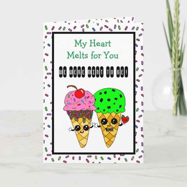 Cute Flirty Romantic Ice Cream Concards Card Kort (Framsida)