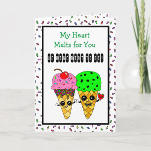Cute Flirty Romantic Ice Cream Concards Card Kort