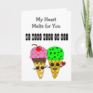 Cute Flirty Romantic Ice Cream Cones Kort