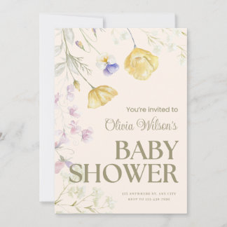 Cute Floral Baby Shower Invitation Anteckningskort