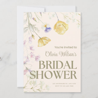 Cute Floral Bridal Shower Invitation Anteckningskort