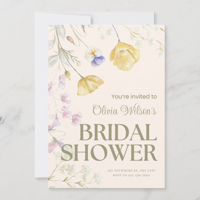 Cute Floral Bridal Shower Invitation Anteckningskort (Framsida)