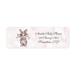 Cute Floral Bunny Girl Baby Shower Address Returadress Etikett