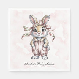 Cute Floral Bunny Girl Baby Shower Pappersservett