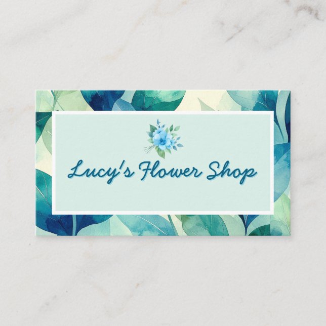 Cute Floral Design Flower Shop Business Card Visitkort (Framsida)