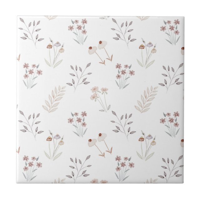 Cute Floral Elegant Wildflowers Ceramic Tile Kakelplatta (Framsidan)