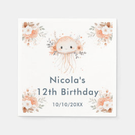 Cute Floral Jellyfish Birthday Party Pappersservett