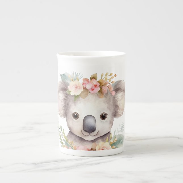 Cute Floral Koala Bear  Benporslin Mugg (Framsidan)